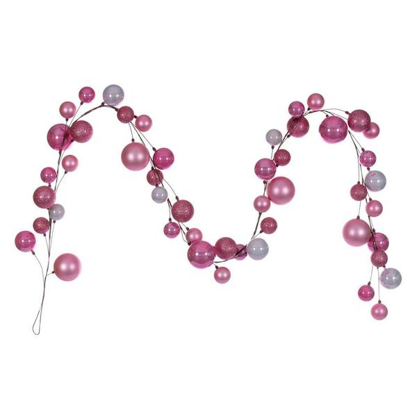 10' Pink Assorted Ball Branch Wire Garland