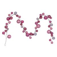 Vickerman 10' Pink Assorted Ball Branch Wire Garland