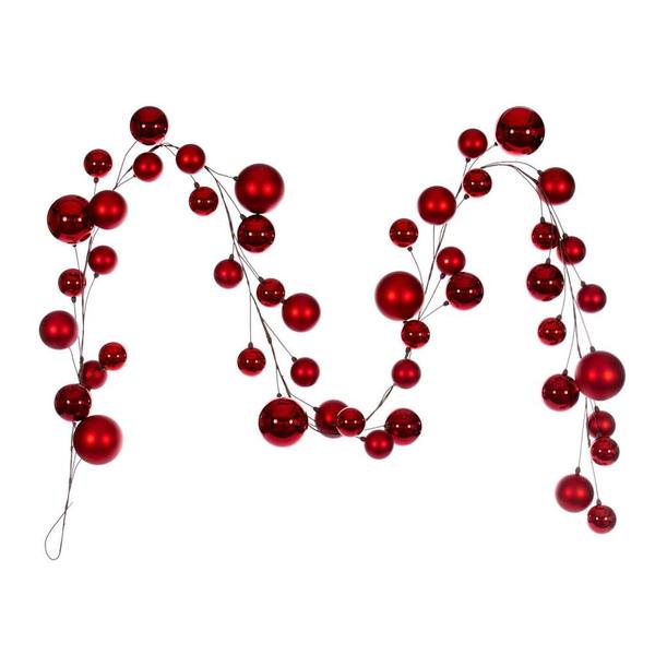 10' Red Assorted Ball Branch Wire Garland