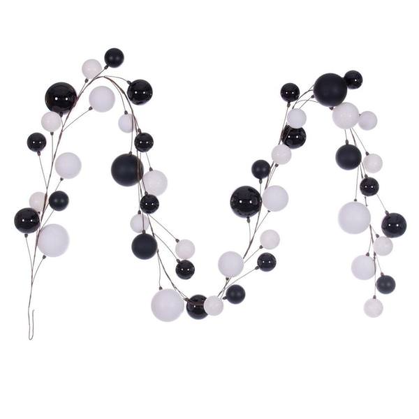 10' White / Black Assorted Ball Branch Wire Garland