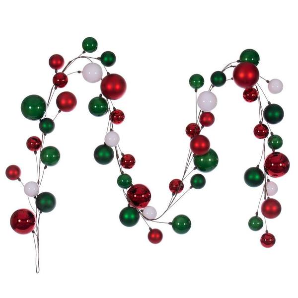 10' White / Red / Green Branch Ball Garland
