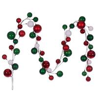 Vickerman 10' White / Red / Green Branch Ball Garland