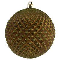 View 6" Olive Durian Glitter Ball Ornament Drill (4 Pack)