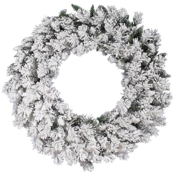 48" Artificial Flocked Snow Ridge Unlit Wreath