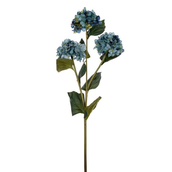 33" Artificial Sea Blue Hydrangea Three Flower Heads Spray (2 Pack)
