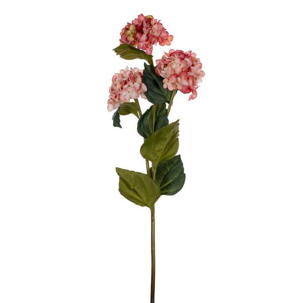 33" Artificial Salmon Hydrangea Three Flower Heads Spray (2 Pack)