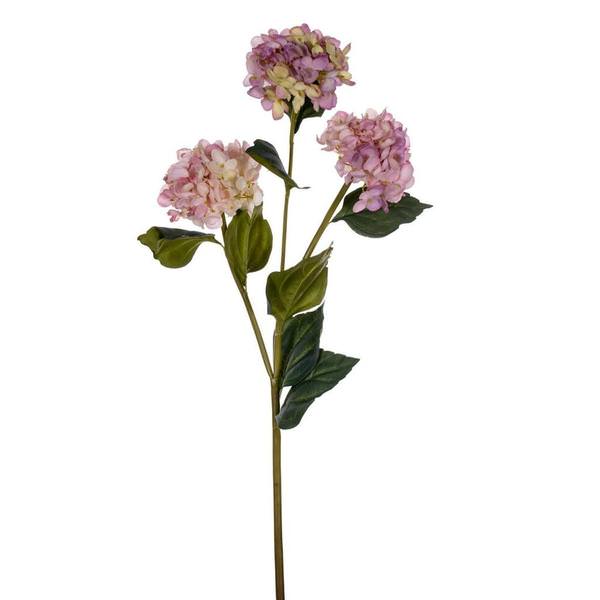 33" Artificial Lavender Hydrangea Three Flower Heads Spray (2 Pack)