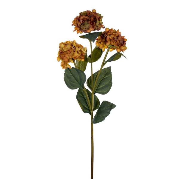 33" Artificial Golden Yellow Hydrangea Three Flower Heads Spray (2 Pack)