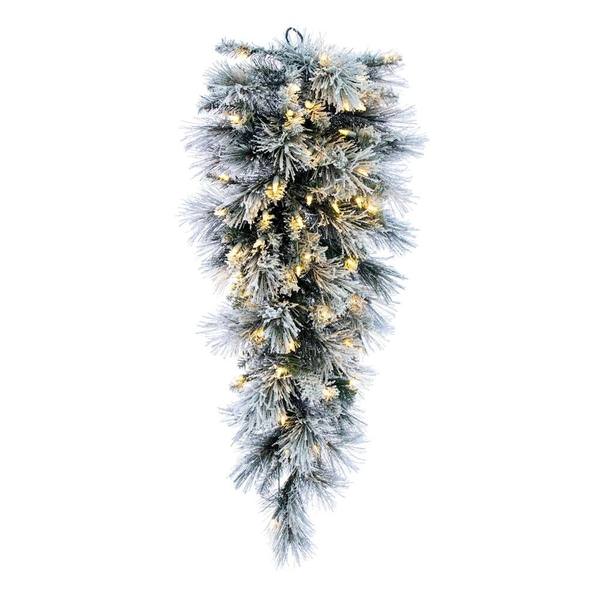 36" Artificial Frost Jackson Pine Teardrop 100 Warm White LED Lights