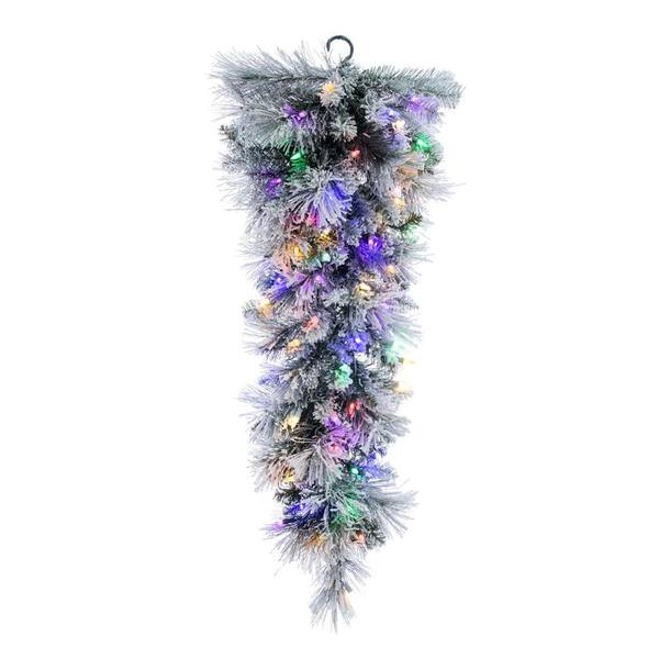 36" Artificial Frost Jackson Pine Teardrop 100 Multi-Colored LED Lights