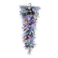 Vickerman 36" Artificial Frost Jackson Pine Teardrop 100 Multi-Colored LED Lights