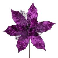 Vickerman 11" Plum Glitter Mesh Poinsettia (6 Pack)