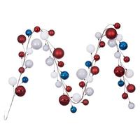 Vickerman 10' Red / White / Blue Assorted Ball Branch Wire Garland