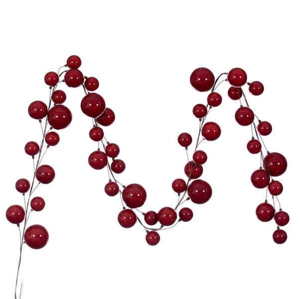 10' Red Pearl Branch Ball Wire Garland