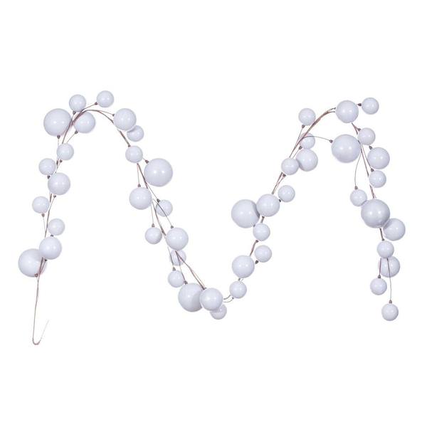 10' Silver Pearl Branch Ball Wire Garland
