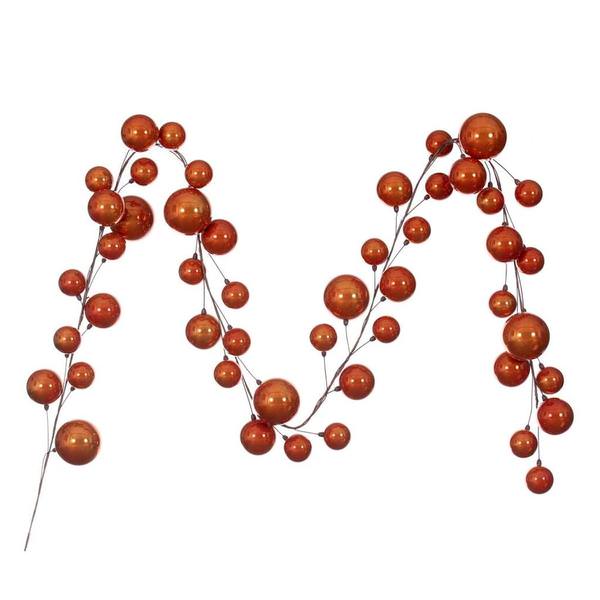 10' Burnished Orange Pearl Branch Ball Wire Garland