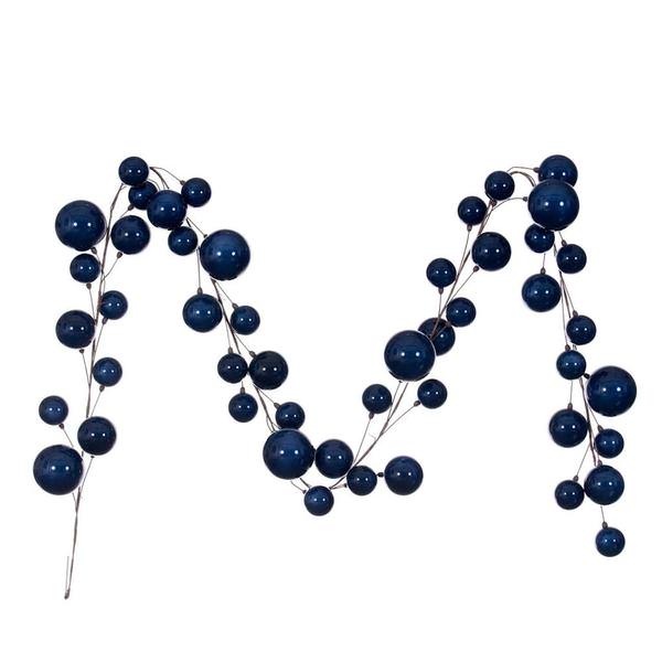 10' Midnight Blue Pearl Branch Ball Wire Garland