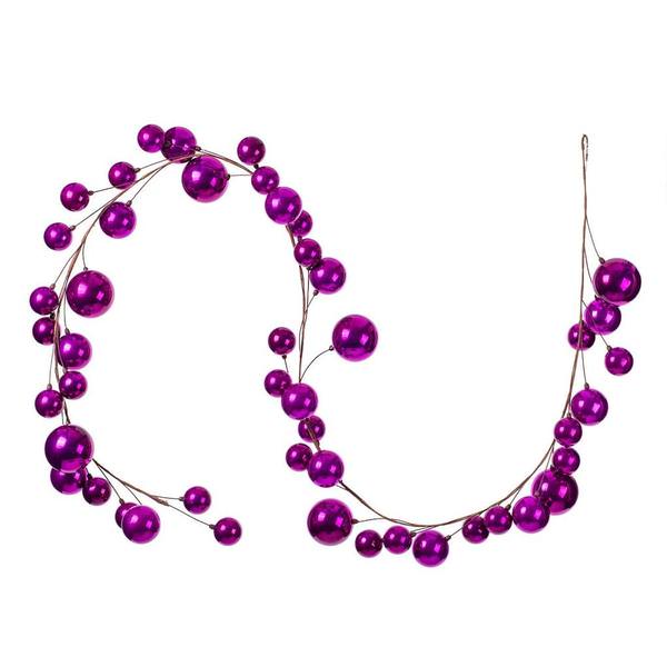10' Fuchsia Pearl Branch Ball Wire Garland