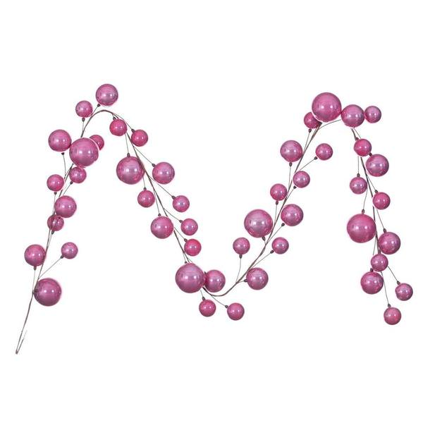 10' Pink Pearl Branch Ball Wire Garland