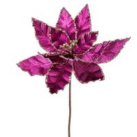 Vickerman 24" Fuchsia Velvet Sequin Trim Poinsettia (3 Pack)