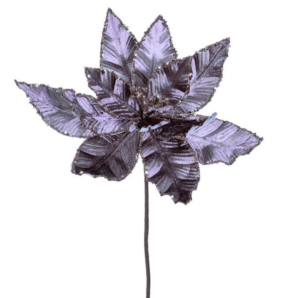 24" Lavender Velvet Sequin Trim Poinsettia (3 Pack)