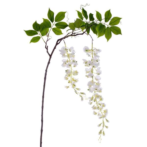 56" Artificial White Wisteria And Foliage Hanging Spray