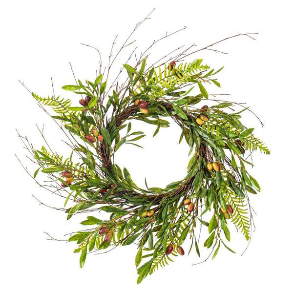 22" Dark Orange Olive Wreath