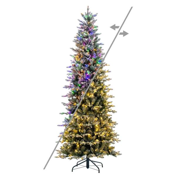 7.5' x 39" Artificial Frosted Wistler Spruce Tree 500 Color Changing LED Lights