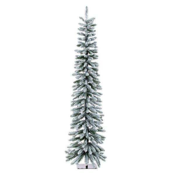 6' x 19" Artificial Snowy Flocked Alpine Unlit