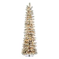 Vickerman 4.5' x 17" Artificial Snowy Flocked Alpine 880 Warm White LED Lights