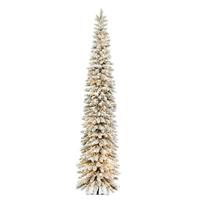 Vickerman 7.5' x 22" Artificial Snowy Flocked Alpine 1980 Warm White LED Lights