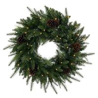 Vickerman 26" Green Mixed Balsam Pine Wreath 50 Warm White Lights Battery Operated