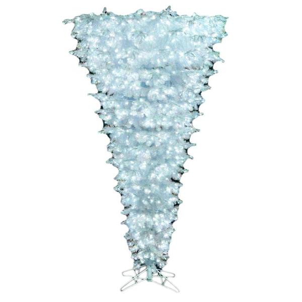 7' x 62" Artificial Upside Down Iridescent 750 Pure White Lights