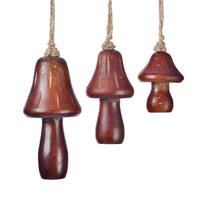 Vickerman 2/3/4.5" Dark Wood Mushroom Ornament (3 Pack)
