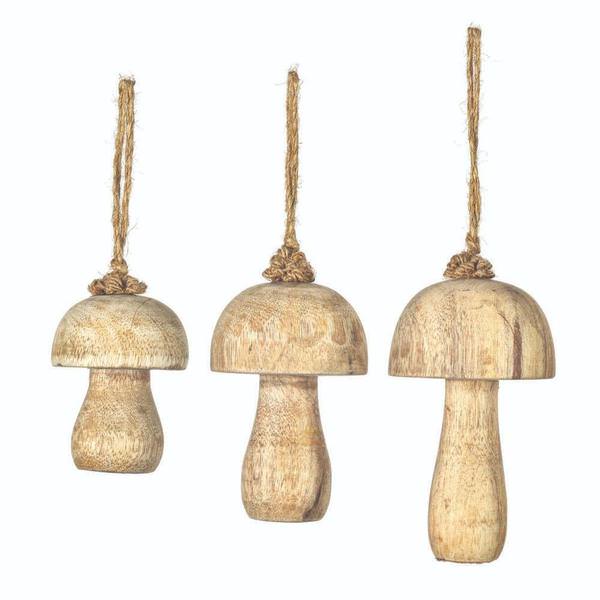 2/3/4.5" Medium Wood Toadstool Ornament (3 Pack)