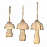 Vickerman 2/3/4.5" Medium Wood Toadstool Ornament (3 Pack)