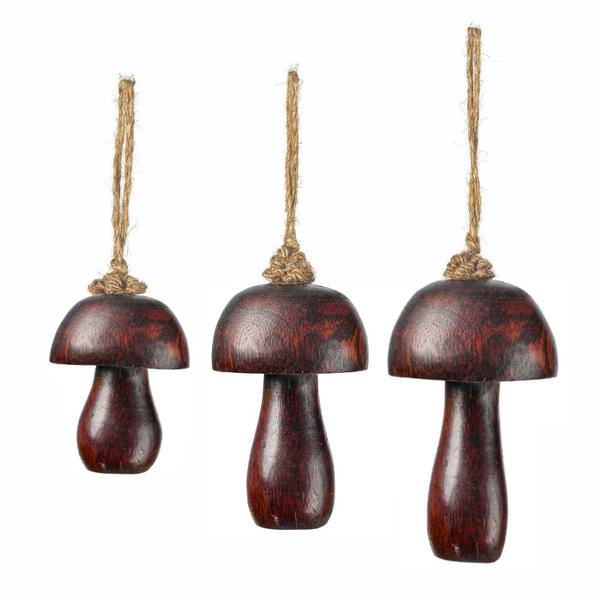 2/3/4.5" Dark Wood Toadstool Ornament (3 Pack)