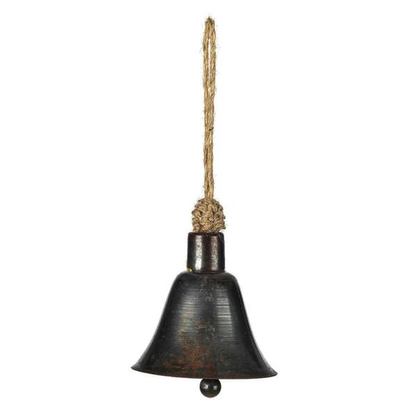 3.5" Matte Gunmetal Bell on Jute Cord Ornament (3 Pack)