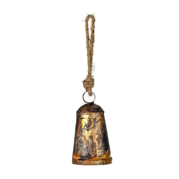 6" Matte Antique Gold Country Bell Ornament (2 Pack)