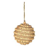 Vickerman 4" Natural Wood Bead Ball Ornament (2 Pack)