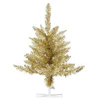 Vickerman 2' x 20" Artificial Champagne Tinsel Fir Tree Unlit