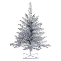 Vickerman 2' x 20" Artificial Silver Tinsel Fir Tree Unlit
