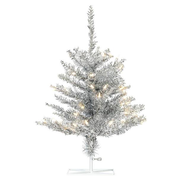 2' x 20" Tinsel Silver Fir DuraLit 50 Warm White LED