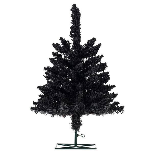2' x 20" Artificial Black Flocked Fir Tree Unlit