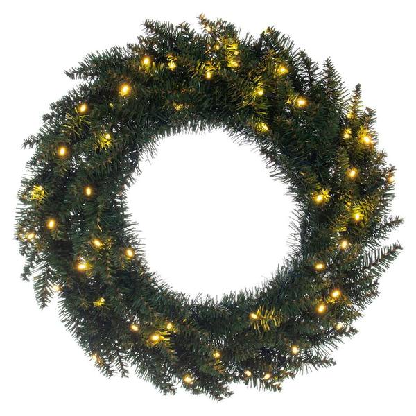 24" Green Camdon Fir Wreath 50 Warm White Lights Battery Operated