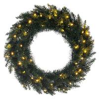 Vickerman 30" Green Camdon Fir Wreath 70 Warm White Lights Battery Operated