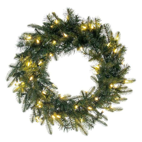 24" Green Georgian Fraser Wreath 50 Warm White Lights