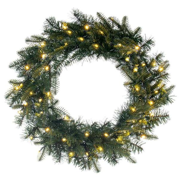 24" Green Georgian Fraser Wreath 50 Warm White Lights Battery Operated