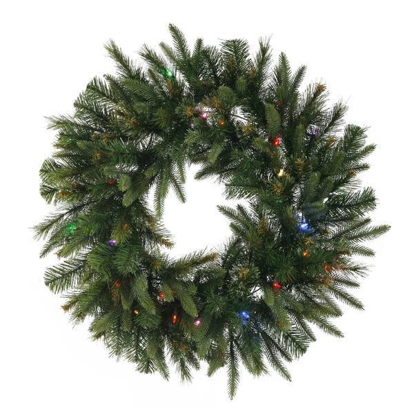 24" Green Georgian Fraser Wreath 50 Multi-Color Lights