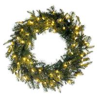 Vickerman 30" Green Georgian Fraser Fir Wreath 70 Warm White Lights Battery Operated